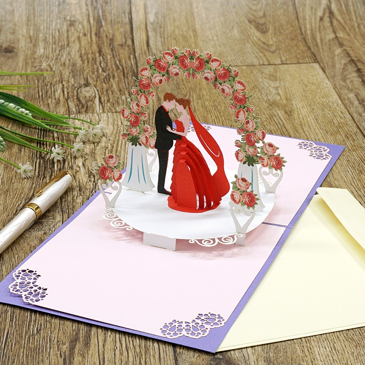 3D greeting popup Wedding invitation card view 3