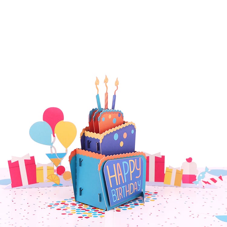 3d birthday laser cut cake pop up cards — custom card printing