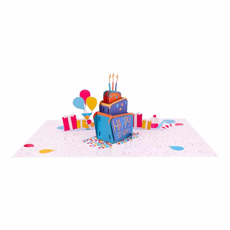 3d birthday laser cut cake pop up cards view 4