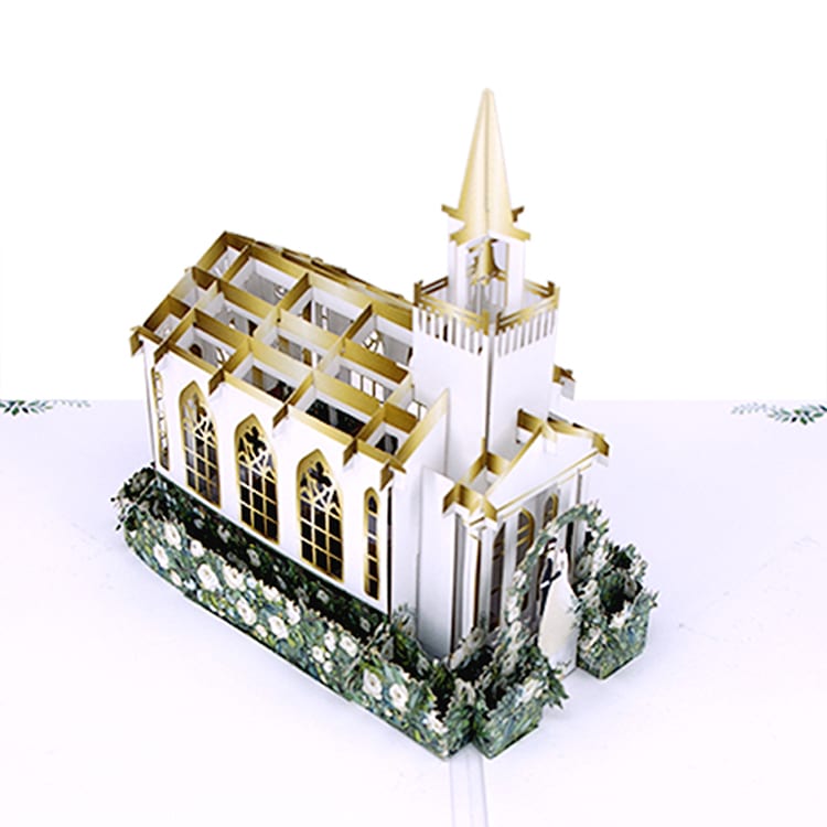 3d wedding chapel pop up card — custom card printing