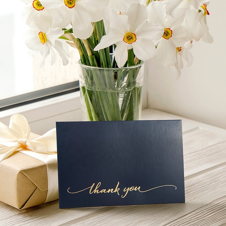 48 Gold Foil Wedding Thank You Greeting Cards printing view 2