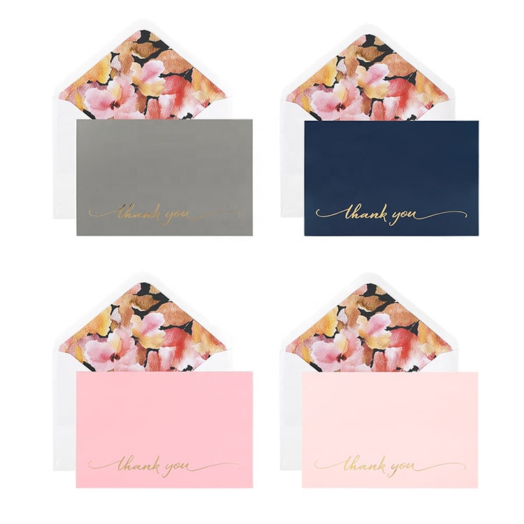 48 Gold Foil Wedding Thank You Greeting Cards printing view 3