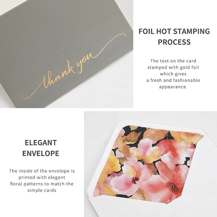 48 Gold Foil Wedding Thank You Greeting Cards printing view 4