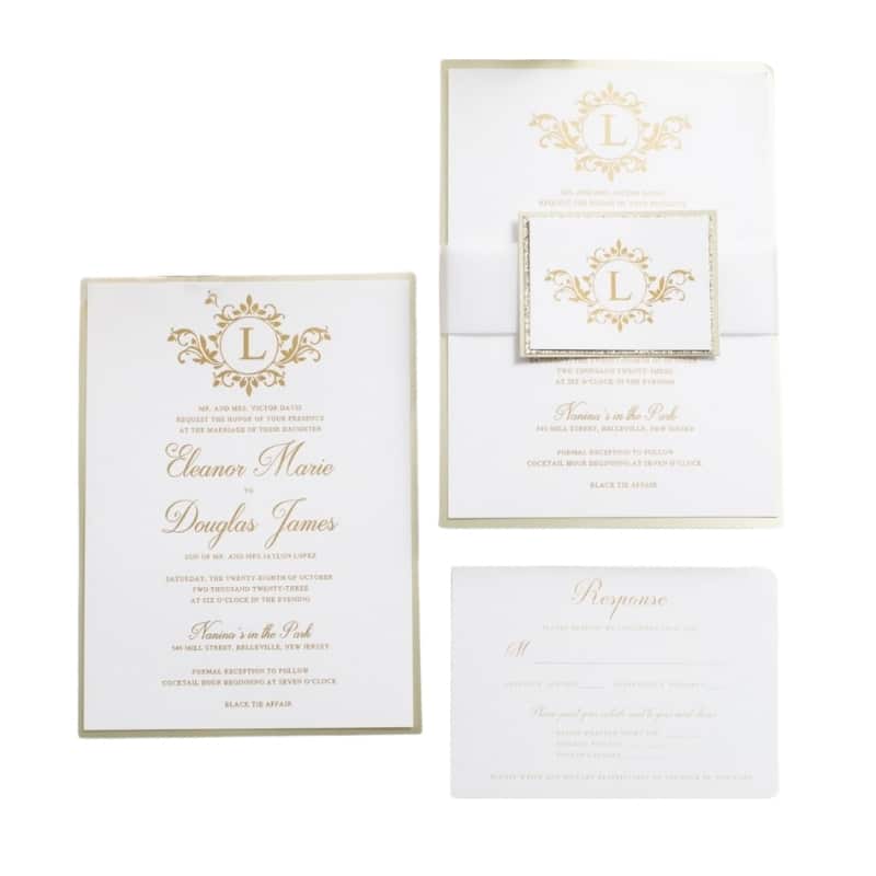 Beautiful gold foil printed flat invitation card — custom card printing