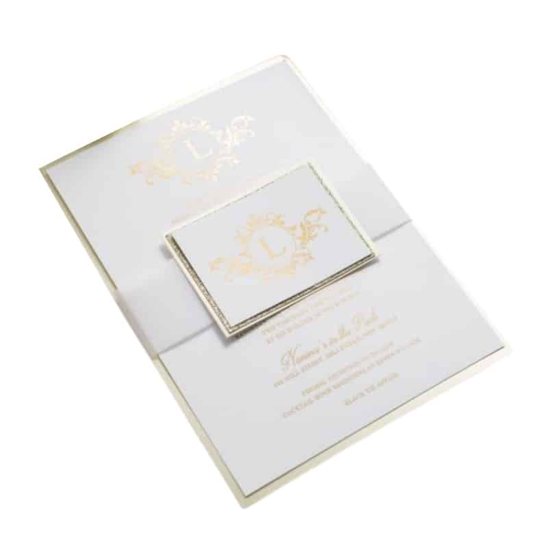 Beautiful gold foil printed flat invitation card view 3
