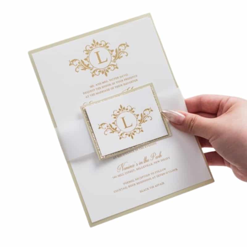Beautiful gold foil printed flat invitation card view 4
