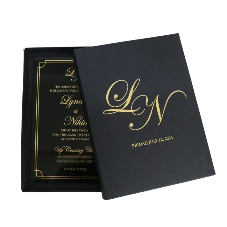 Black luxury custom wedding anniversary cards — custom card printing