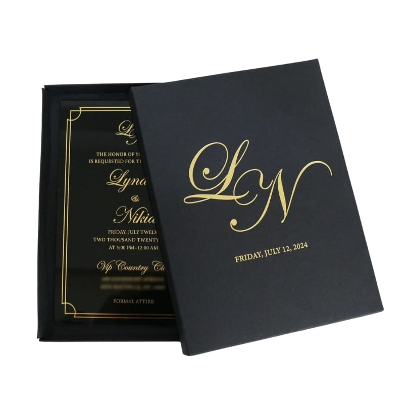 Black luxury custom wedding anniversary cards — custom card printing