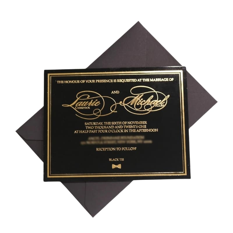 Black luxury custom wedding anniversary cards view 3