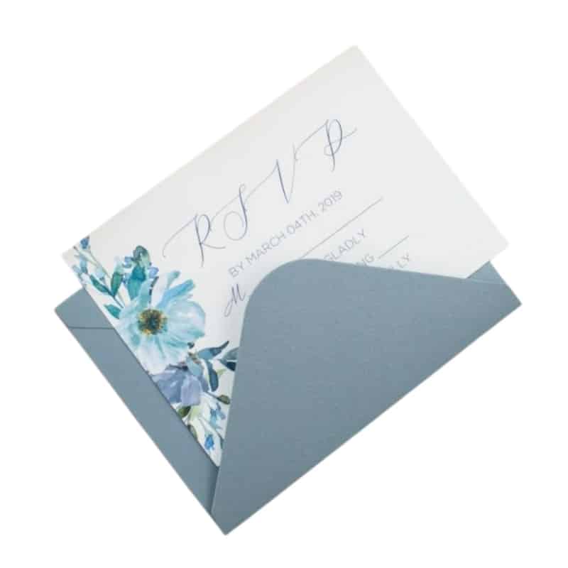 Blue floral design invitation card view 4