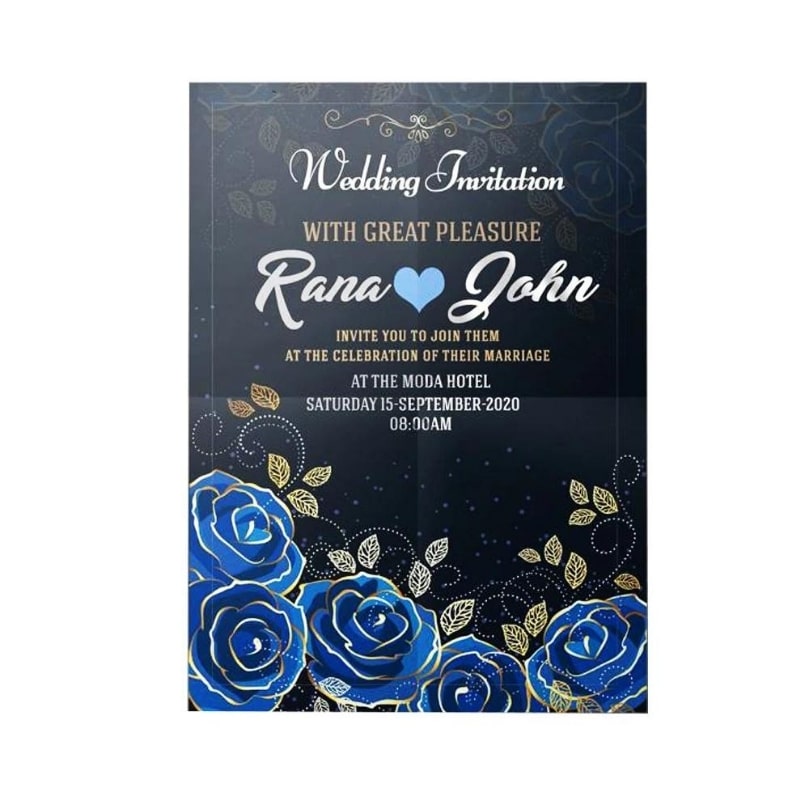 Blue wedding invitation card — custom card printing