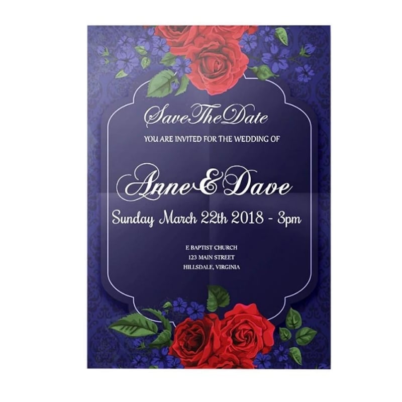 Blue wedding invitation card view 3