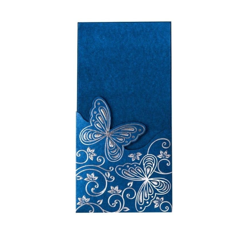 Blue wedding invitation card view 4