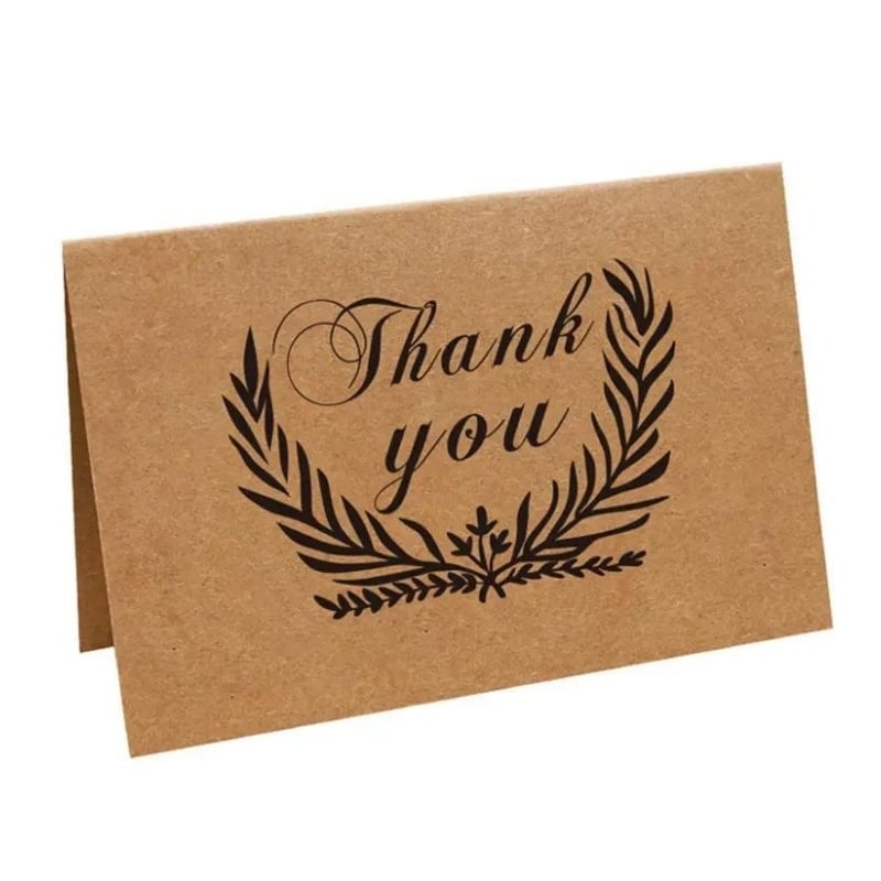 Brown paper thank you card view 2