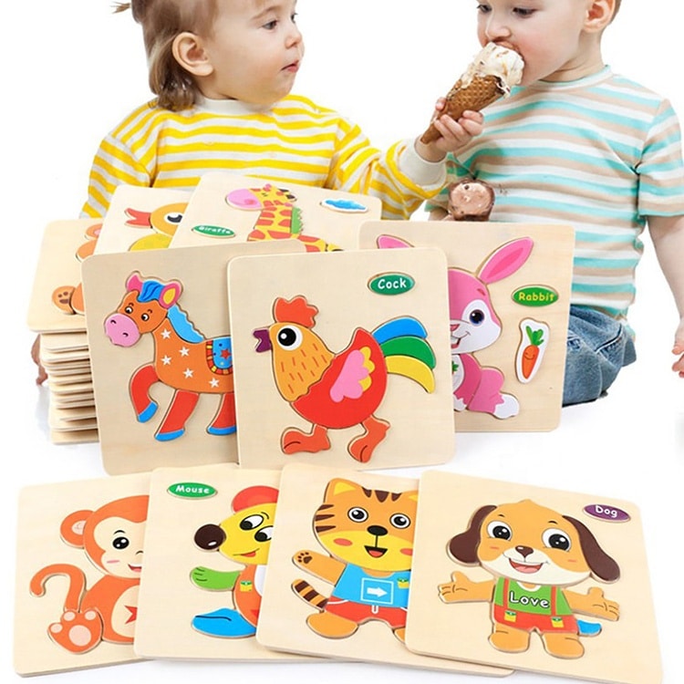 Cartoon Children wooden Jigsaw Puzzle view 3