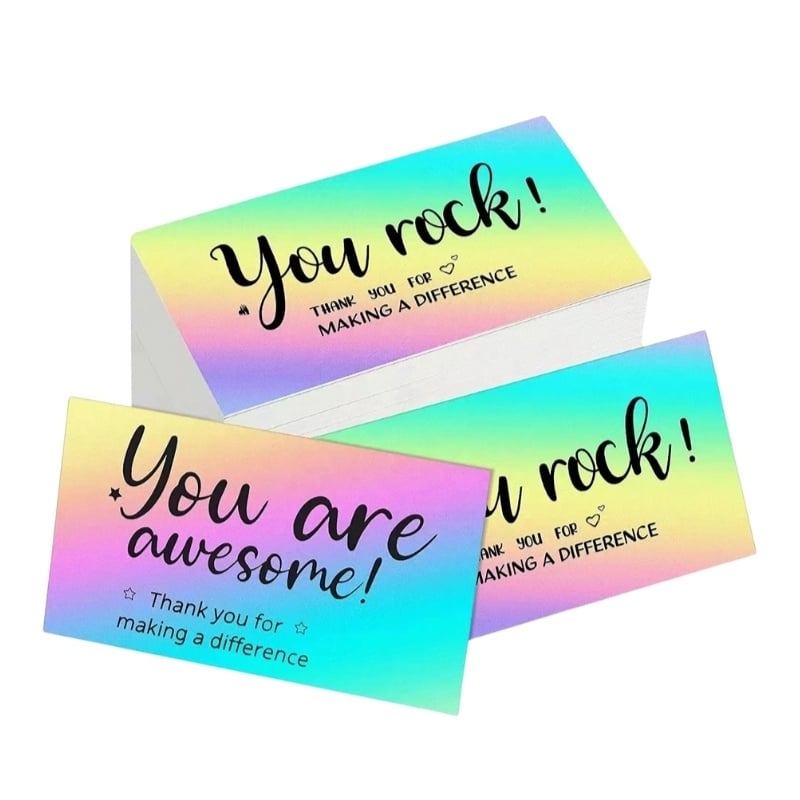 Color printed holographic thank you cards — custom card printing