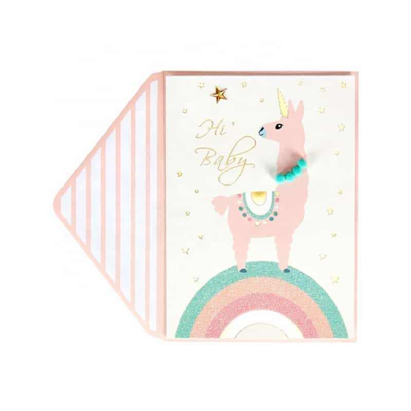 Coming Unicorn New Baby Greeting Cards — custom card printing