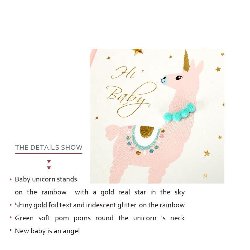 Coming Unicorn New Baby Greeting Cards view 2