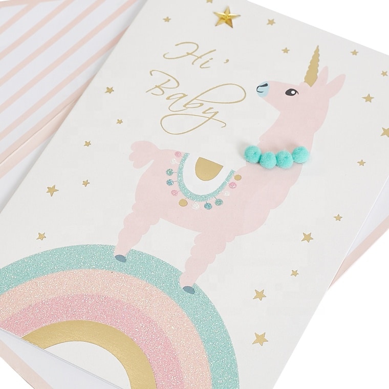 Coming Unicorn New Baby Greeting Cards view 3