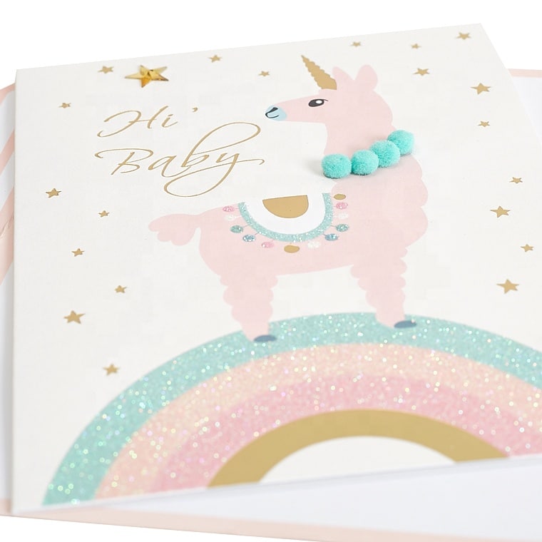 Coming Unicorn New Baby Greeting Cards view 4