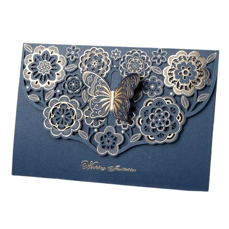 Custom 3D butterfly gold foil wedding invitation cards — custom card printing