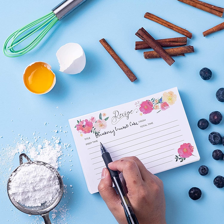 Custom 50Pcs Floral Thick Recipe Cards view 2