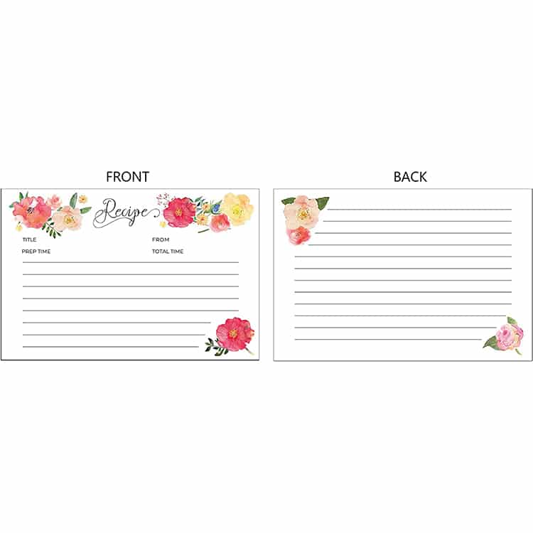 Custom 50Pcs Floral Thick Recipe Cards view 3