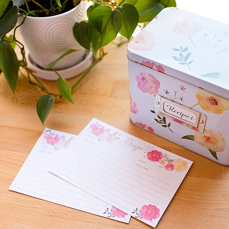 Custom 50Pcs Floral Thick Recipe Cards view 4