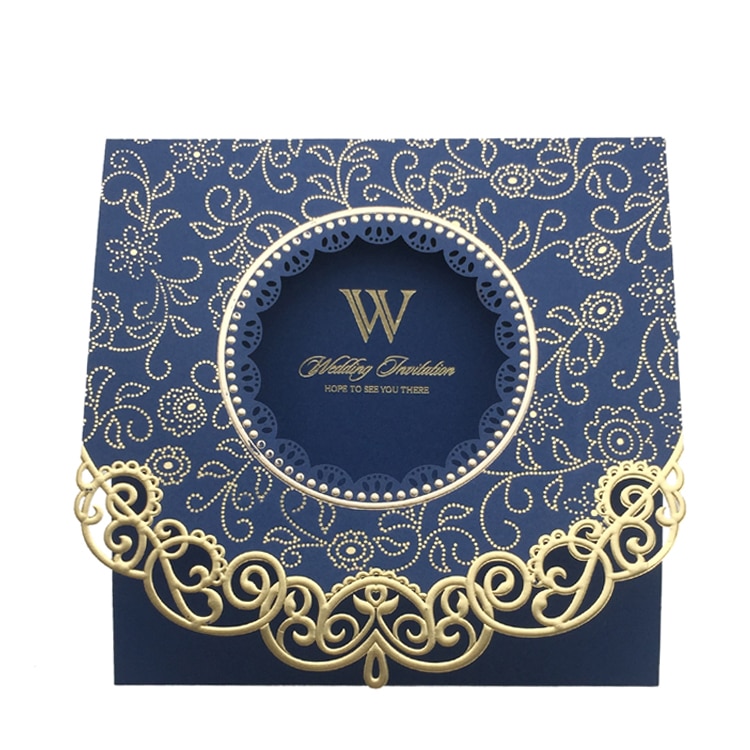Custom Blue Elegant Invitation Wedding Card — custom card printing