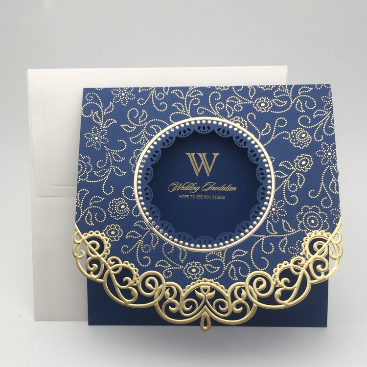 Custom Blue Elegant Invitation Wedding Card view 2