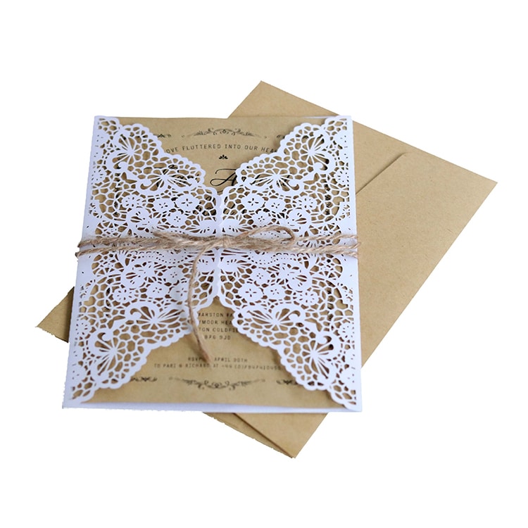 Custom Brown Kraft Marriage Wedding Invitations Cards view 3
