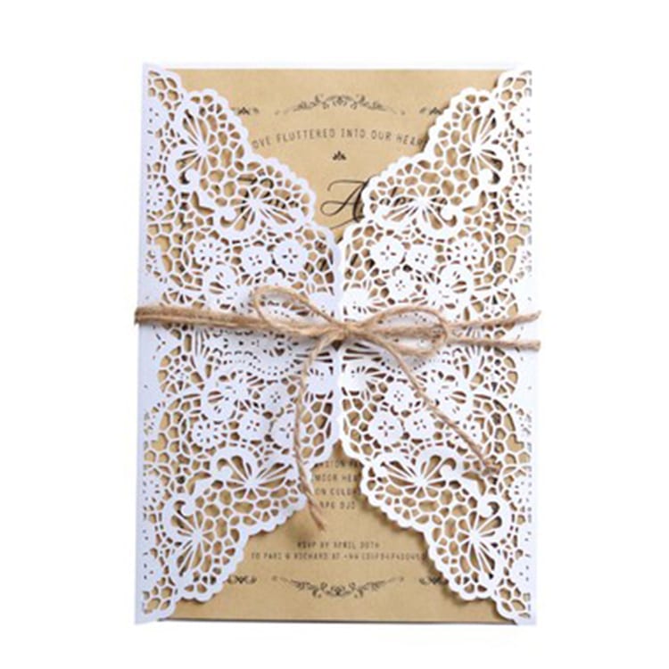 Custom Brown Kraft Marriage Wedding Invitations Cards view 4