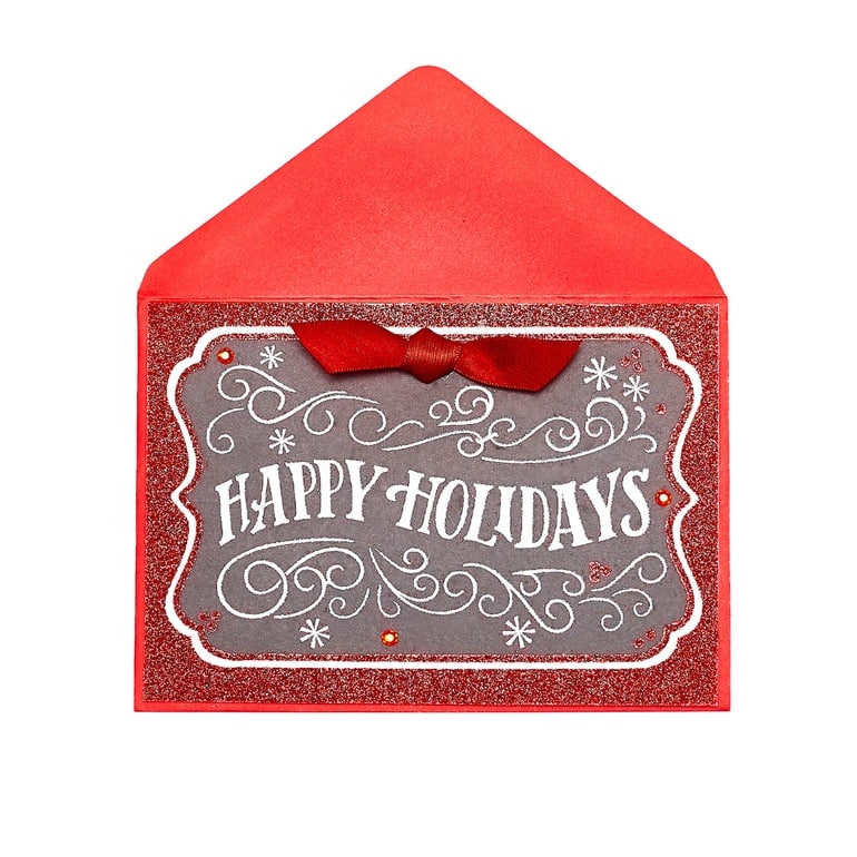 Custom Celebrate Happy Holiday Card with Ribbon — custom card printing