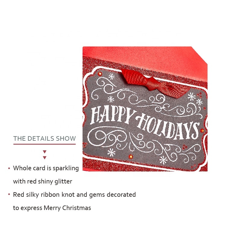 Custom Celebrate Happy Holiday Card with Ribbon view 2