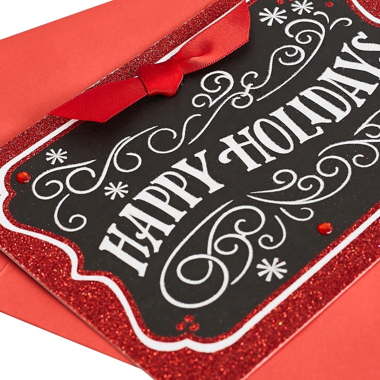 Custom Celebrate Happy Holiday Card with Ribbon view 3