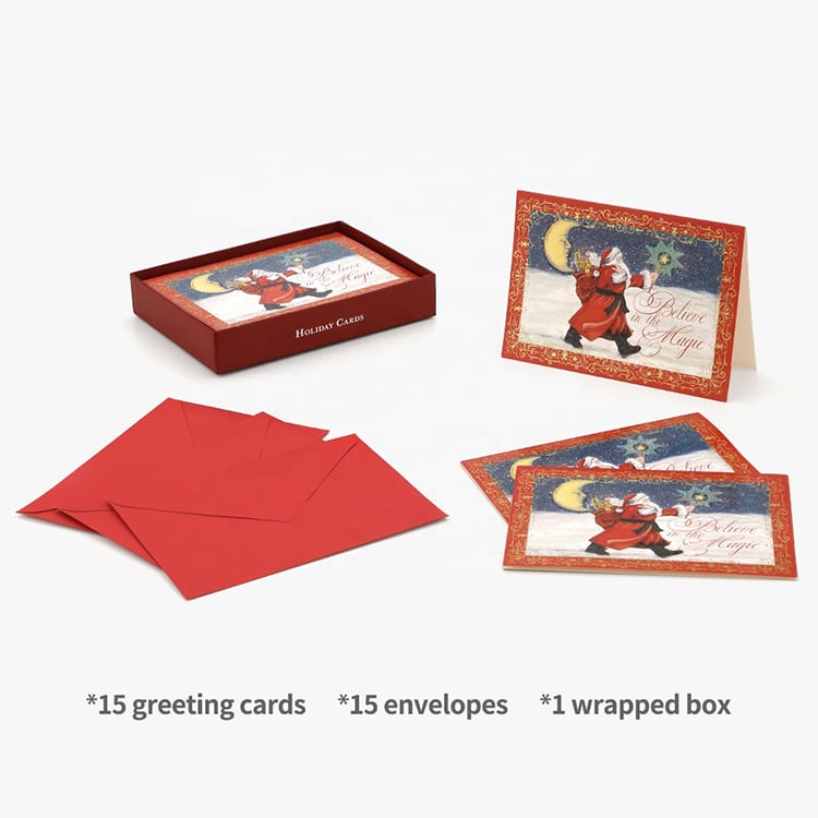 Custom Christmas Greeting Cards with Envelopes Set Box view 3