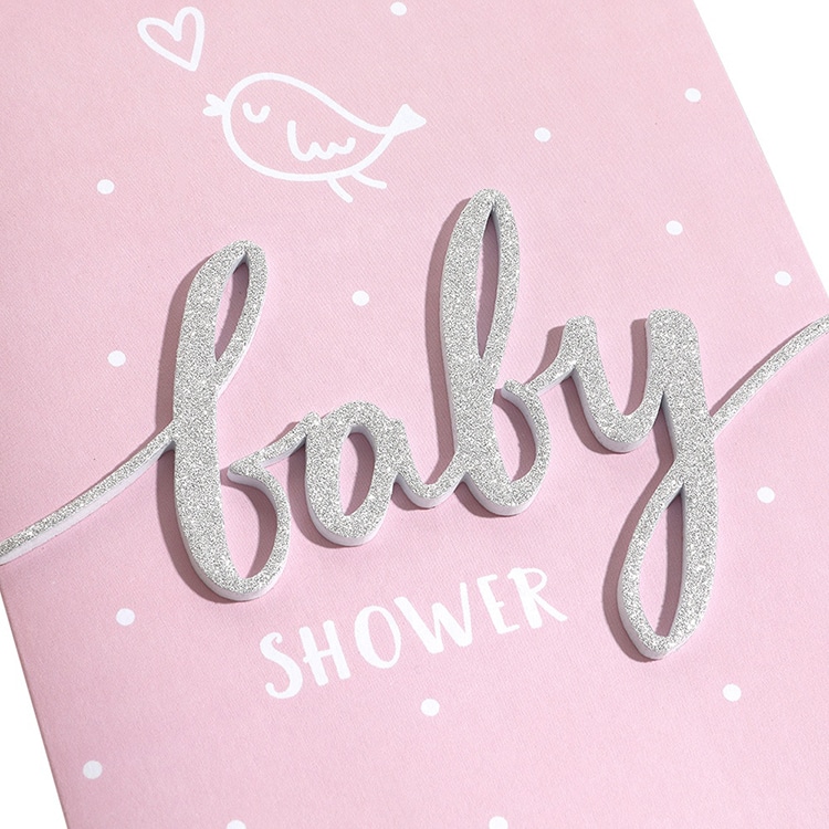 Custom Cute Pink Baby Shower Greeting Cards view 3