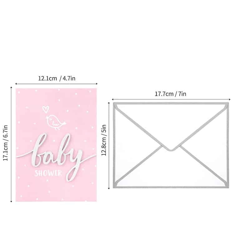 Custom Cute Pink Baby Shower Greeting Cards view 4