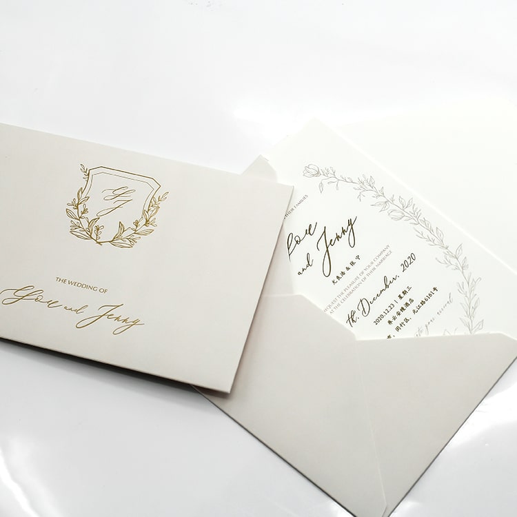 Custom Design Gold Foil Wedding Cards view 3