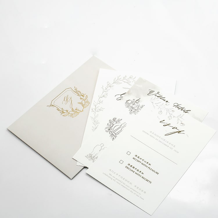 Custom Design Gold Foil Wedding Cards view 4