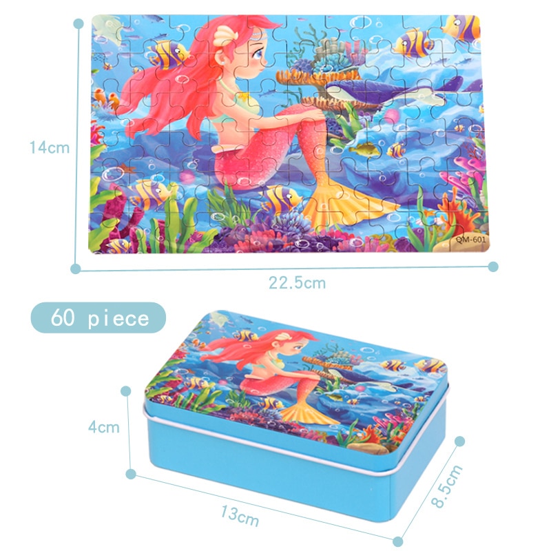 Custom Early Educational Jigsaw Puzzle with tin box view 3