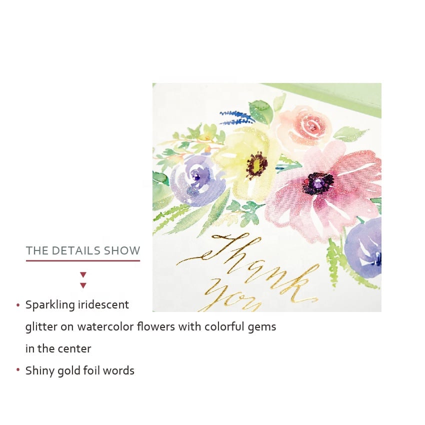 Custom Flower Thank You Cards with Envelope view 2