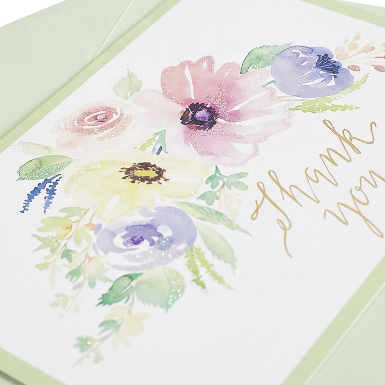 Custom Flower Thank You Cards with Envelope view 3