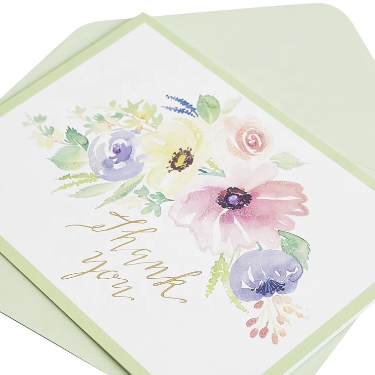 Custom Flower Thank You Cards with Envelope view 4