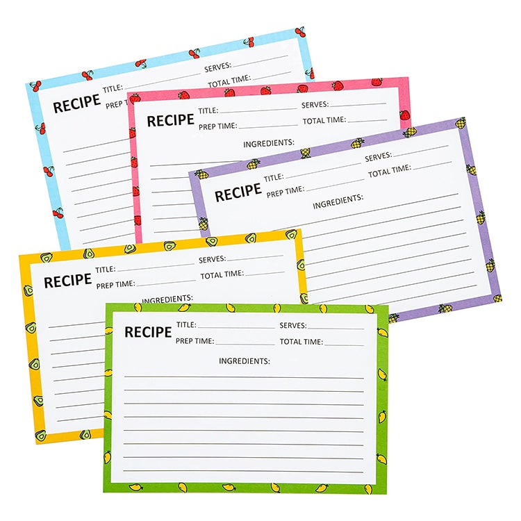 Custom Fruit Design Recipe Cards for Wedding Shower — custom card printing