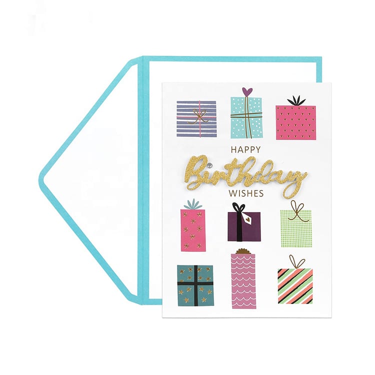 Custom Gold Foil Gift Happy Birthday Greeting Cards — custom card printing