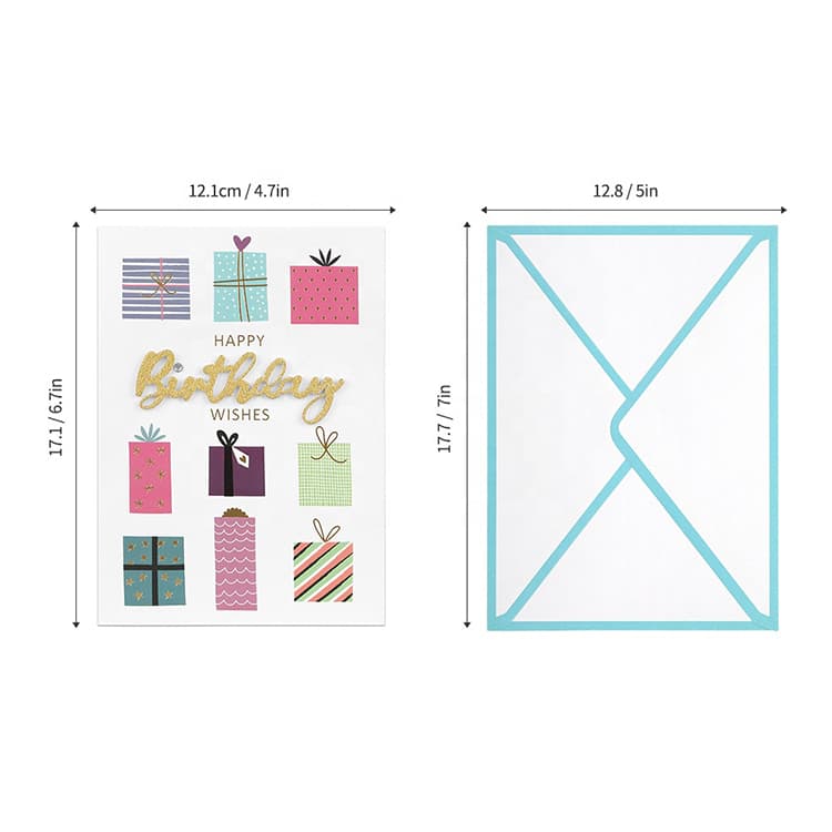 Custom Gold Foil Gift Happy Birthday Greeting Cards view 4