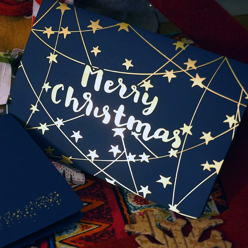 Custom Gold Stamping Merry Christmas greeting Cards view 2