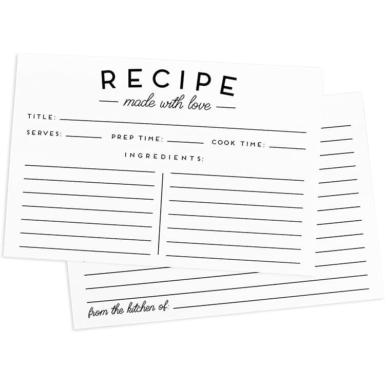 Custom Kitchen Black and White Modern Style Recipe Cards — custom card printing