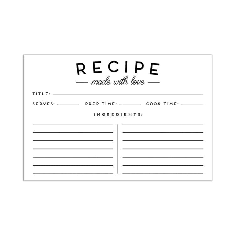 Custom Kitchen Black and White Modern Style Recipe Cards view 2